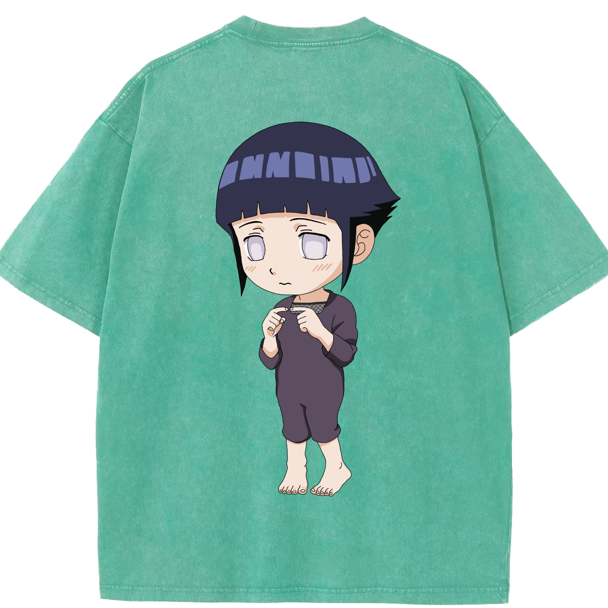 （画像用） NARUTO -ナルト- 日向ヒナタ Hyūga Hinata 綿100% ヴィンテージ風 半袖Tシャツ（背面プリント）